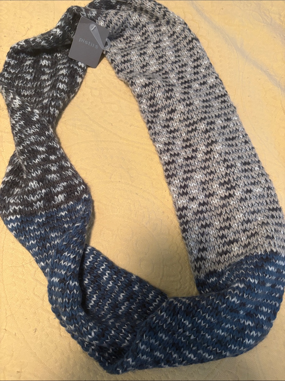 Pistil Black Gray Blue Marled Knit Infinity Scarf